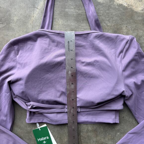Halara SoftlyZero Plush Halter Cropped 2-in-1 Yoga Sports Top Women's M Purple - Picture 13 of 14